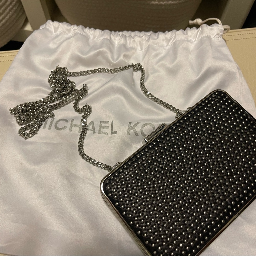 Michael Kors hard sided evening bag black with silver studs